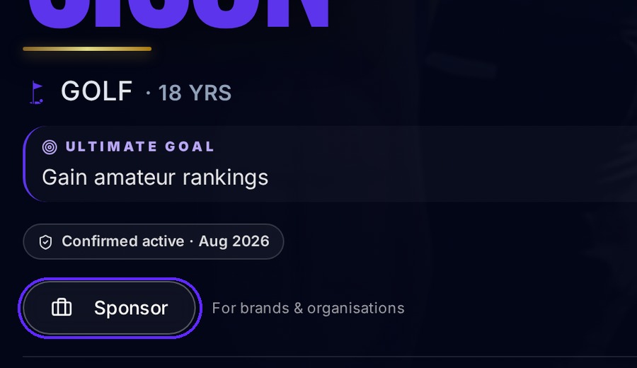 The Sponsor button highlighted in the header of a ralli athlete profile